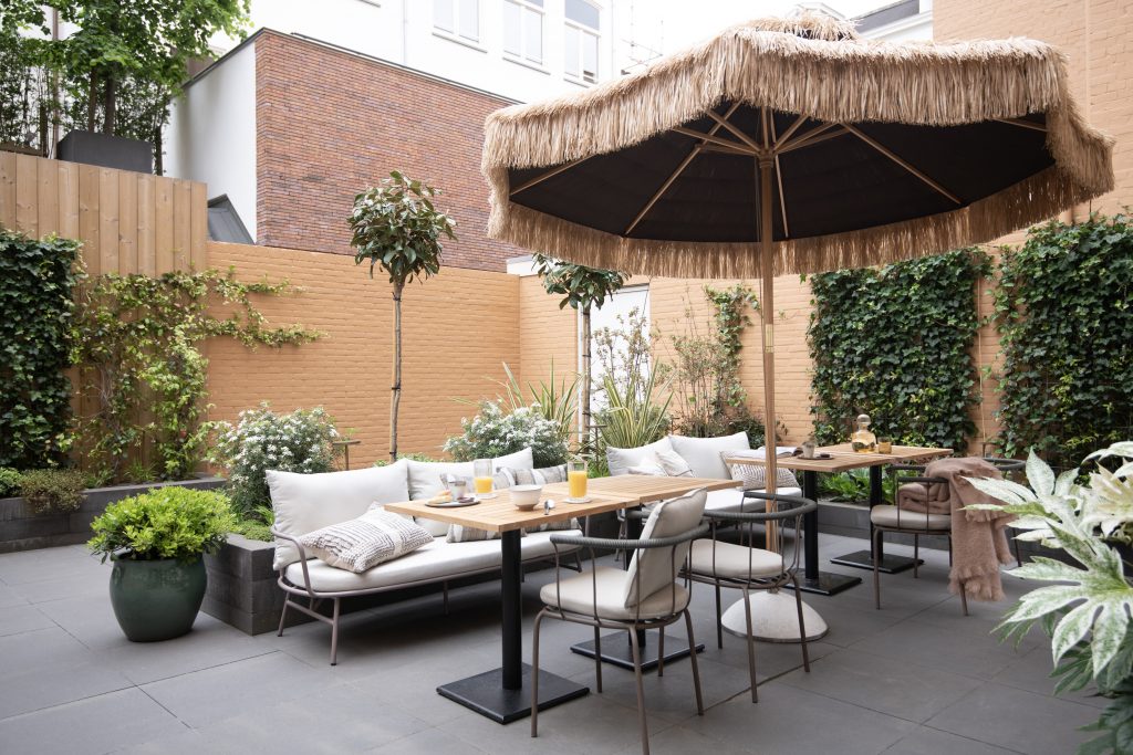 Outside terrace at Jan Luyken Hotel in Amsterdam